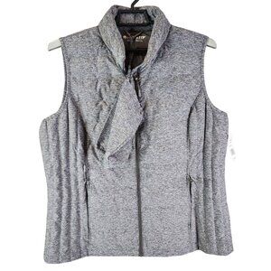 Mens HeatKeep Gray Puffer Down Full Zip Vest Jacket Lightweight Nylon Size XL